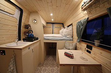 Wohnmobil selber ausbauen (3): Material für Bett, Bad und Küche